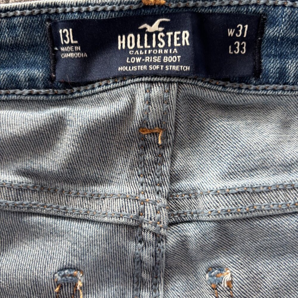 Hollister Low Rise Bootcut Jeans Distressed medium wash Size 13L Womens 31x33 - Picture 4 of 6